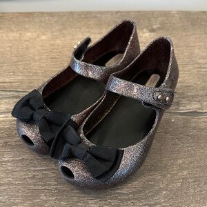 Mini Melissa Black sparkly size 10 toddler mary jane shoes